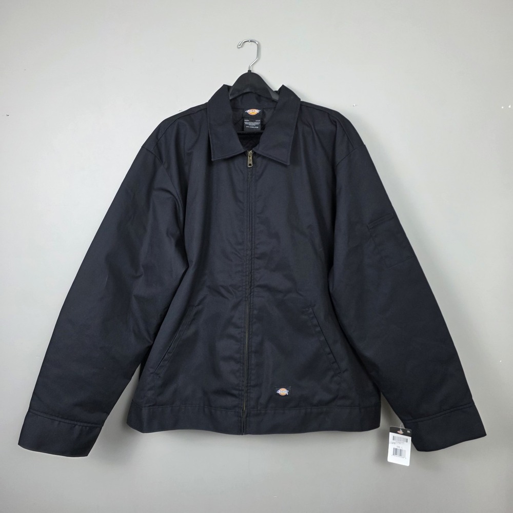 NWT Dickies Insulated Eisenhower Jacket Zip Work Jacket TJ15BK Black Long 3XL L